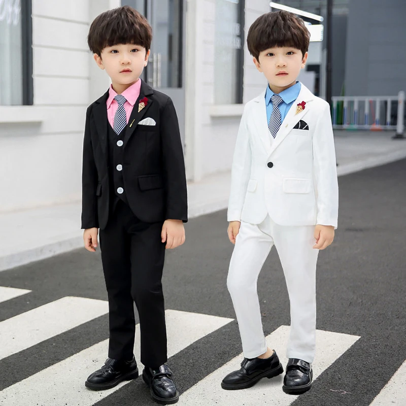 

China manufacture 3 / 4 / 5 / 6 piece navy and white twill fabric kids children wear formal suit for boy, Black, navy and other colors