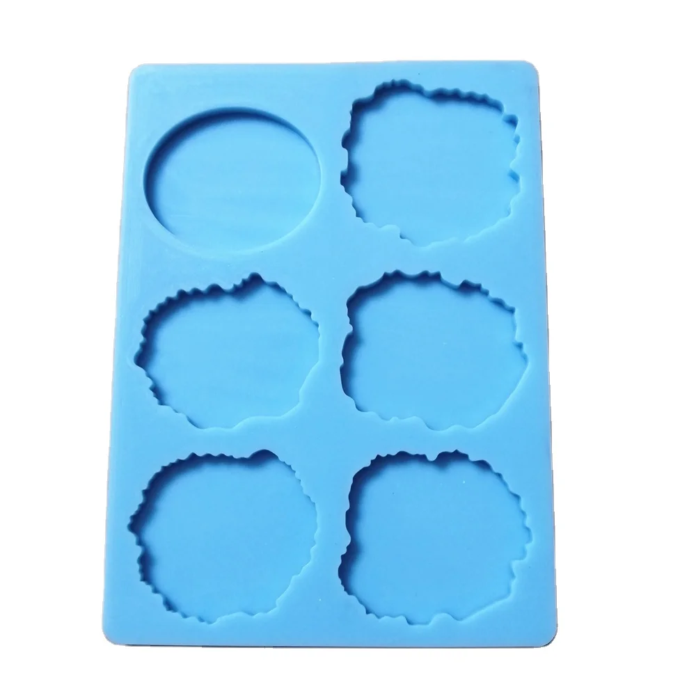 

6530 shiny 6 cavity geode silicone mold for badge reel phone socket
