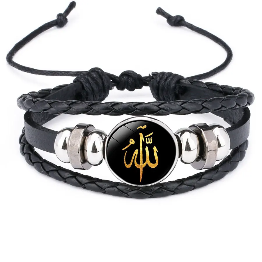 

Islam Muslim Allah Religious Leather Bracelet Multi Layer Braided Leather Bracelet