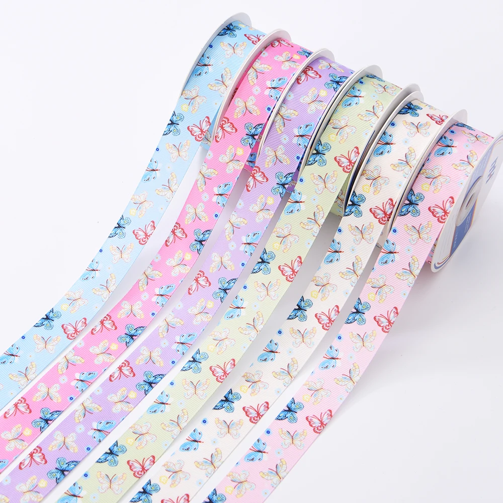 

Factory Stocked 25mm 1inch Cartoon Heat Transfer Thermal Printed Grosgrain Ribbons Rolls Bows Material