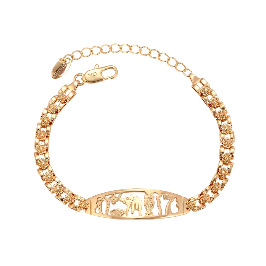 

76031 Xuping jewelry competitive price simple 18k gold chain Elephant bracelet with copper alloy