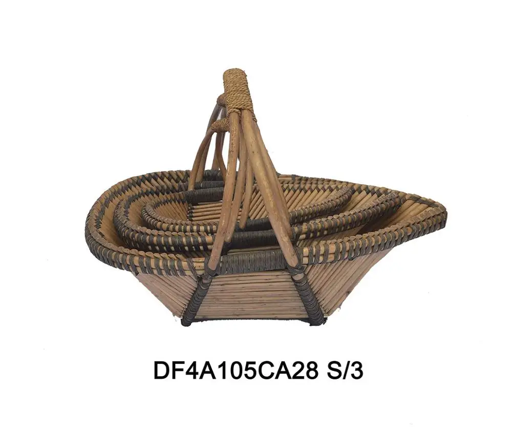 
county style wooden wicker fruit basket for wedding and home use 