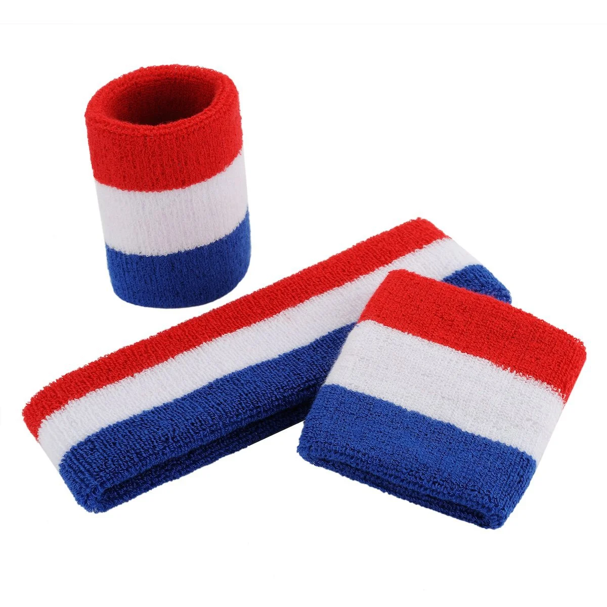 

Three Colors Headband Wristband Set Athletic sweat band headband for Basketball, Tennis, Working Out, As picture shown or customized