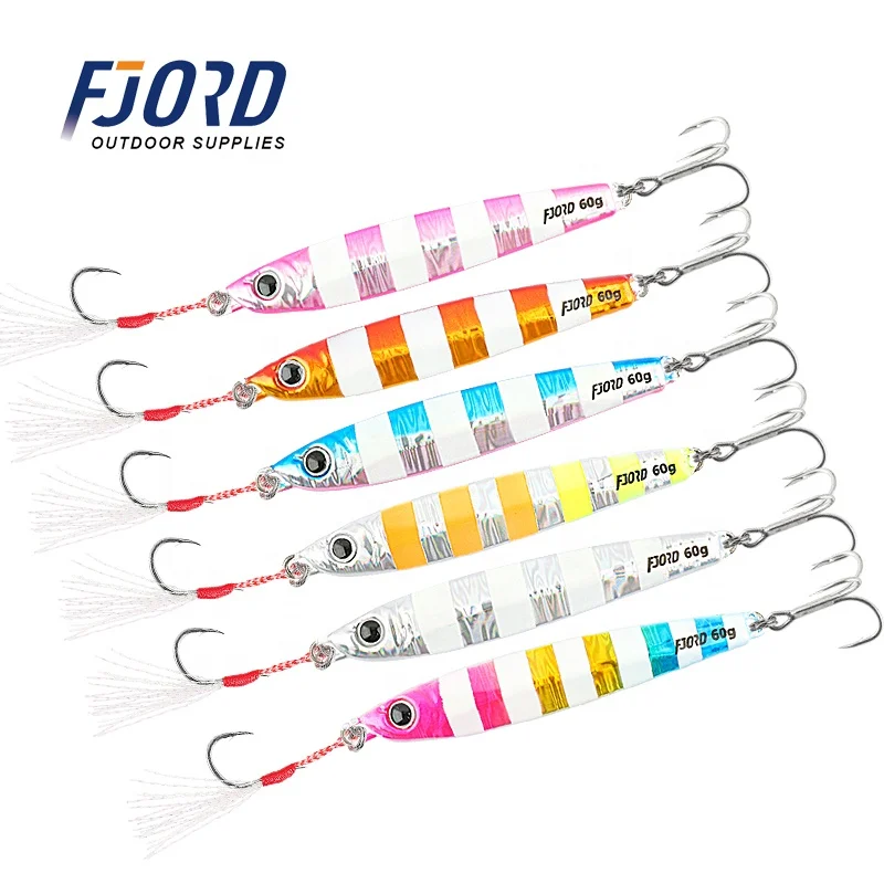 

FJORD Hot sale 40g 60g Metal Jigging Lure Saltwater Jig Hard Glow Fishing Lures For Shore Casting Sea Fishing Lures