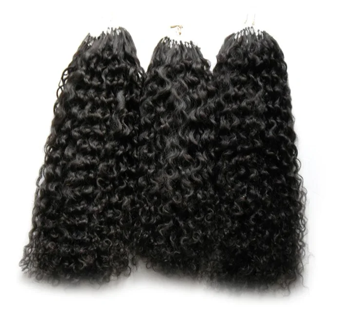 

Unprocessed Indian Virgin Human Hair Water Kinky Curly 3B 3C Cuticle Aligned Curly Hair Micro Loop/Rings/Links Hair Extensions