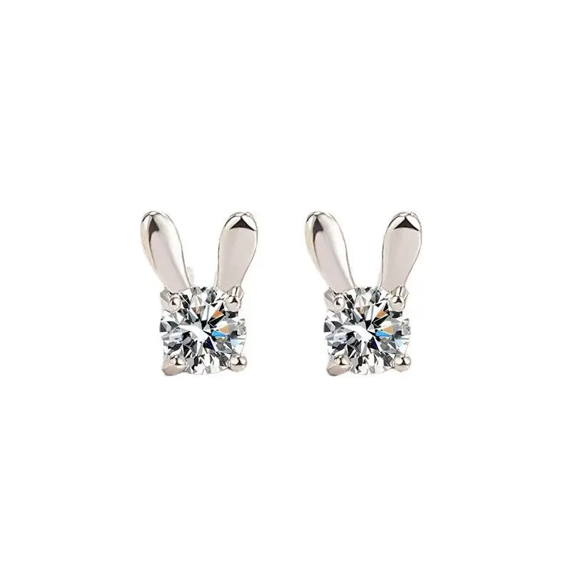 Factory Wholesale 925 Silver Rabbit  Stud Earrings For Women 2023 summer earring Fashion Jewelry