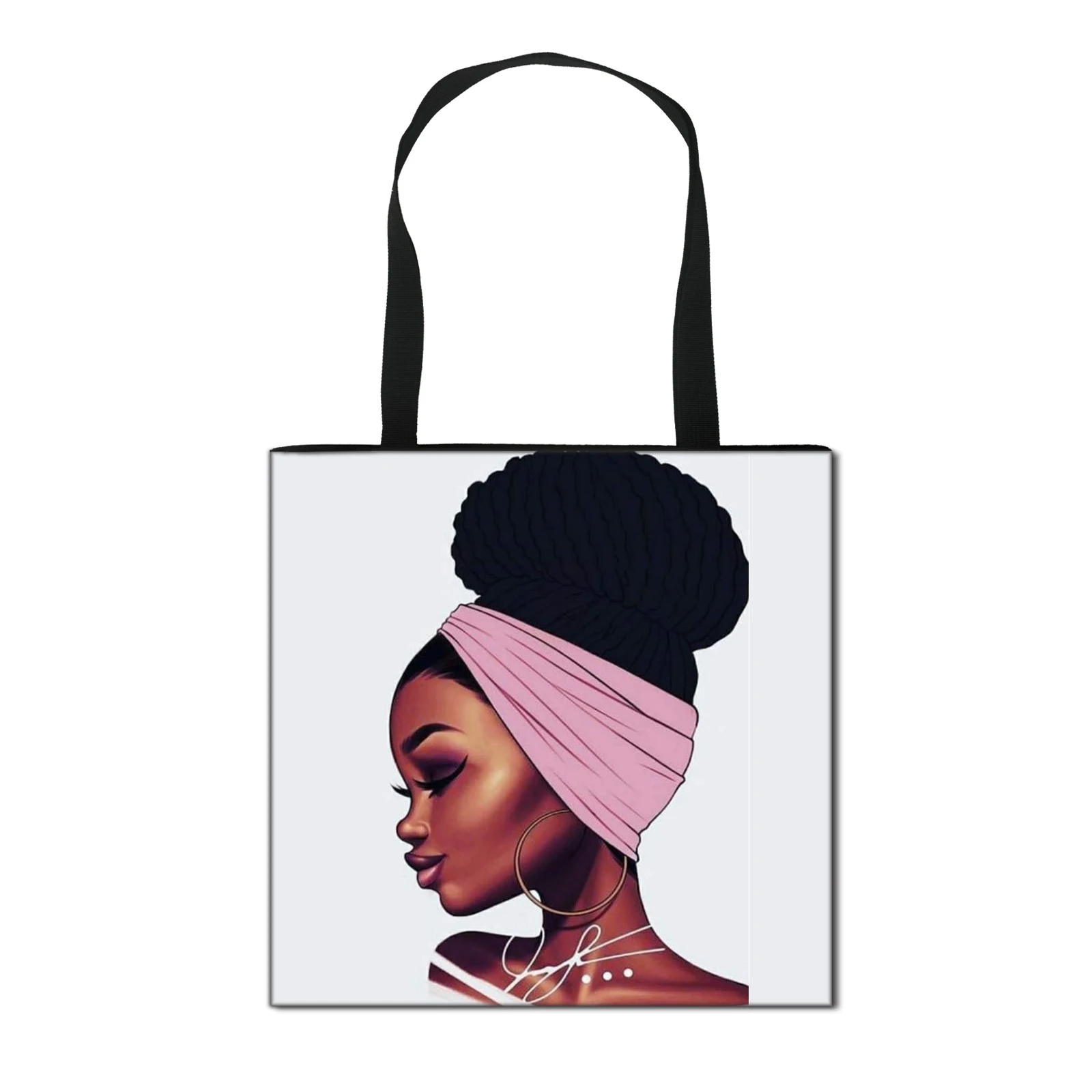 

Heavy Duty Shopping Bags Women Art Black African girl Printing Shopper Bag Teenagers College Book Bags Females, Customizable