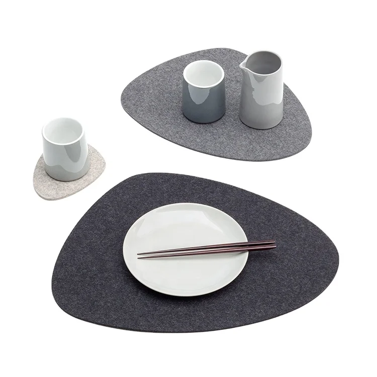 

Felt Coaster Felt Unique Round Square Felt Drink Coaster Cup Mat, Grey