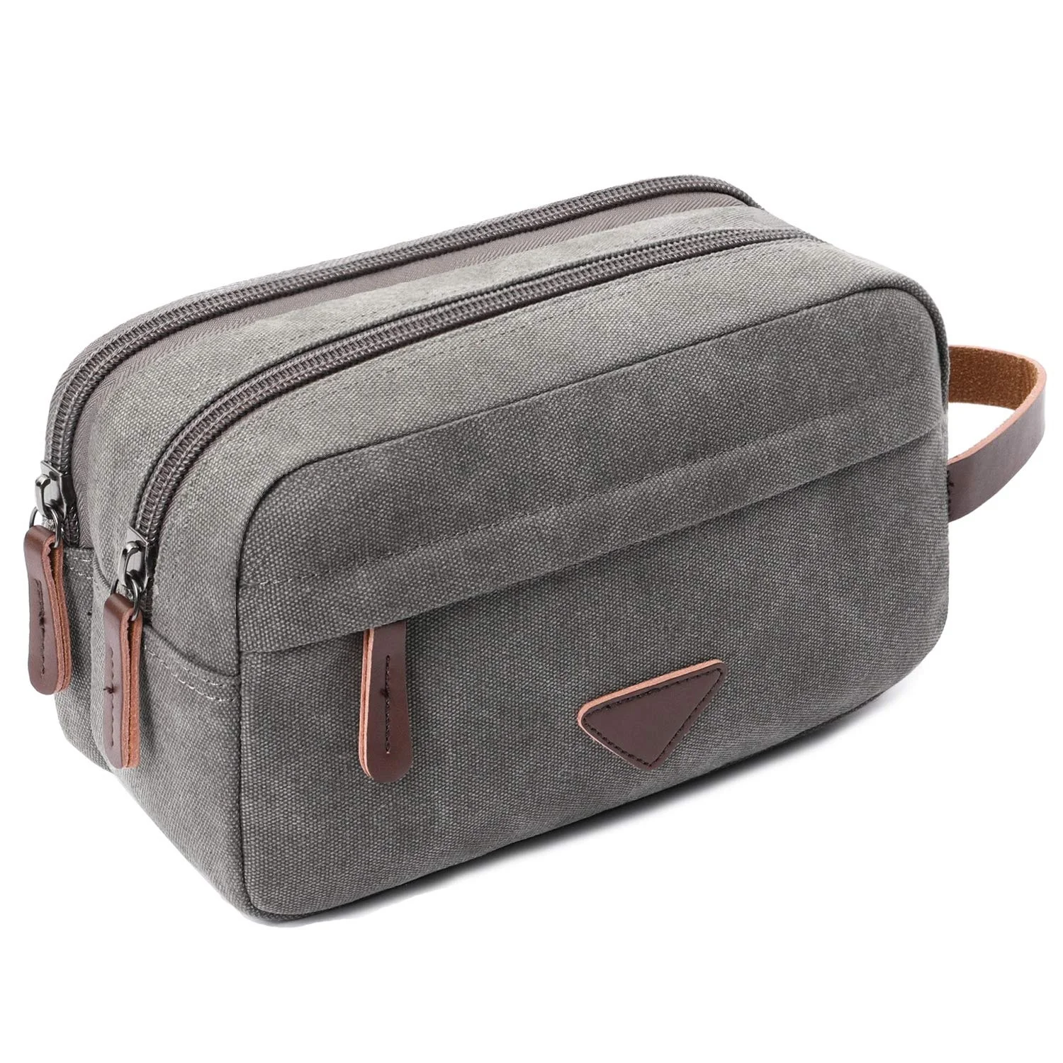 

Custom Cheap Small Leather Canvas Cosmetic Pouch Dopp Kit Travel Toiletry Bag For Men