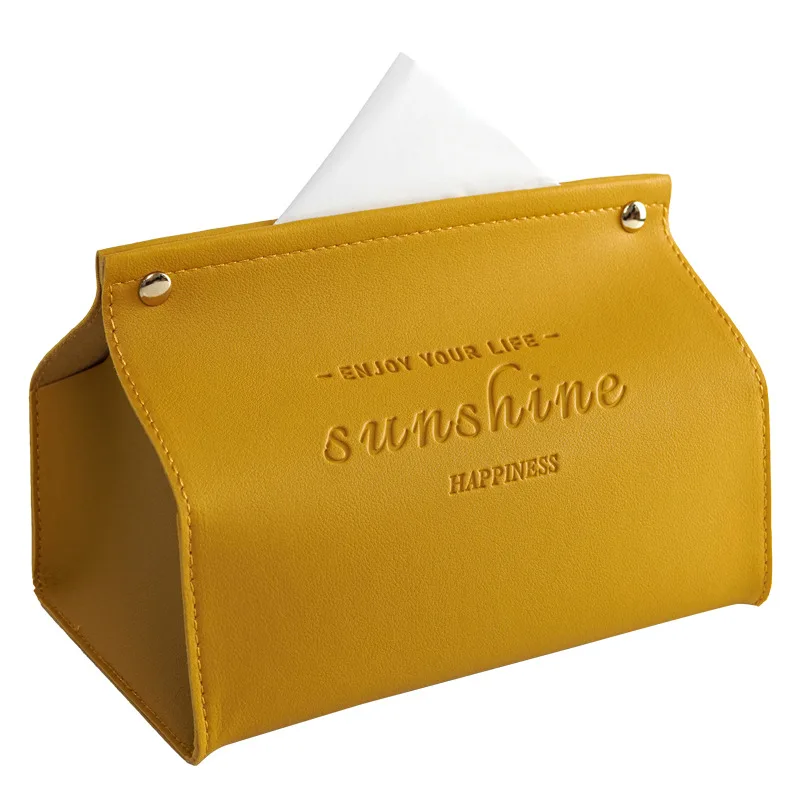 

2022 Ins New Design Luxury Pu Leather Candy Colors Desktop Decoration Custom Fashion Home Office Car Tissue Paper Box