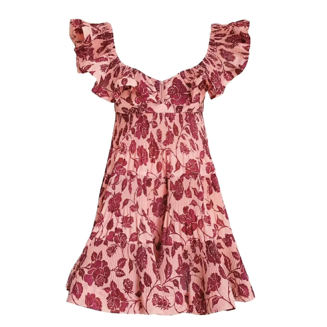 

Australian broken lace high waist fluffy dress dress short skirt women's summer new style lotus sleeve large swing dress