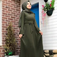 

Elegant Muslim Dress Pleated Turkish Abaya Jilbab Dubai Women Muslim Islamic Fashion Chiffon Maxi Dress