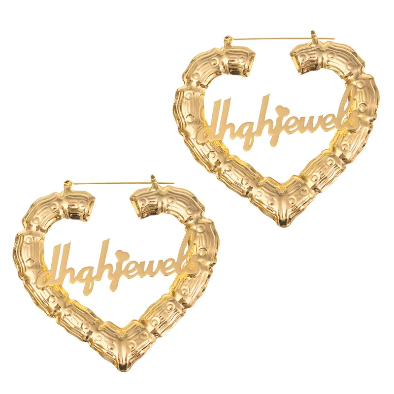 

Stainless Steel Jewelry custom hoop Name Earrings gold plated Hoop Personalized Gothic Old Enligh Font Big Circle Earrings, Silver,gold,rose gold