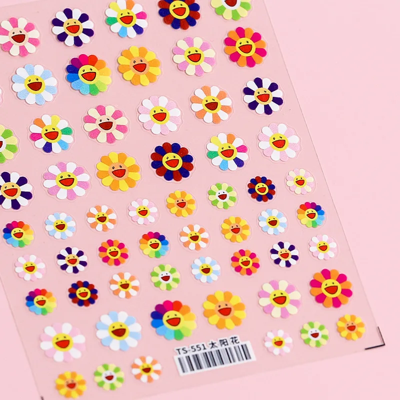 

Rainbow Designs Murakami Smile Sun Flower Sunflower MG 3D 5D Nail Art Sticker For Nails, Colorful