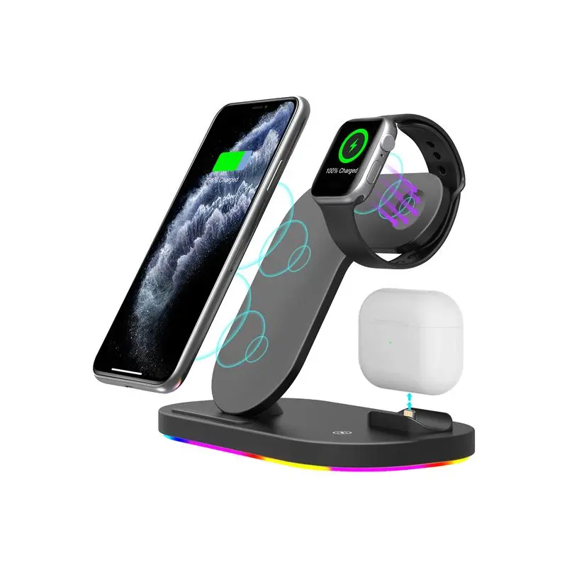 

2020 Wireless charger 3 in 1 wireless charger standing dock station, Black