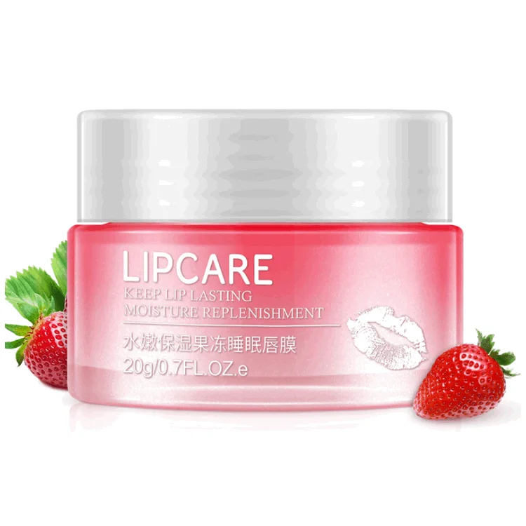 

2021 New Natural Vegan Beeswax Shea Butter Vitamin E Collagen Hydro Jelly Lip Mask Cream Lips Sleeping Repair Mask, Light red