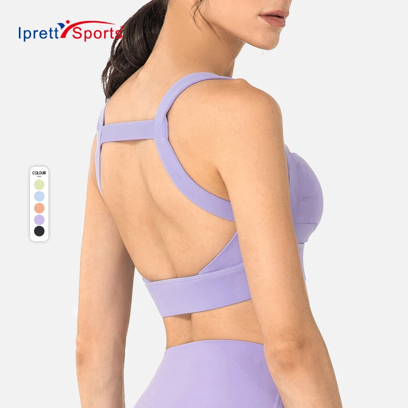 

High Quality High Impact Women Sexy Open Back Yoga Bra Padded Sports Crop Top Plus Size Custom LOGO Gym Vest Training Gym Bra