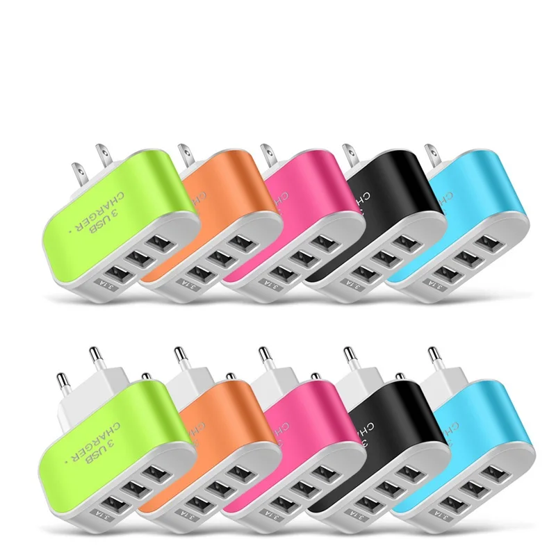 

Factory Stock Print OEM 2A Candy colorful 3USB LED USB wall Charger