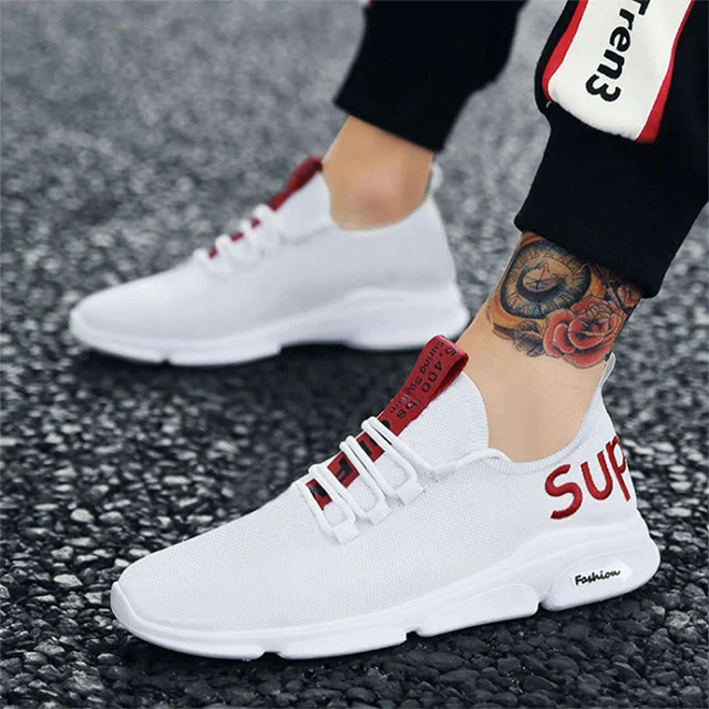 

High Quality Cheap Sneakers Fashion Breathable Tennis Sneakers Men Running Shoes, Black+red/black+yellow/white +red