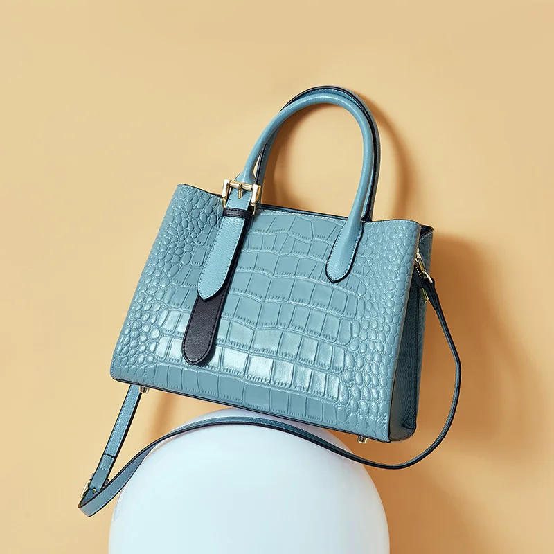 

2021 High quality wholesale fashion ladies genuine leather luxury crocodile handbags tote bag leather handbag