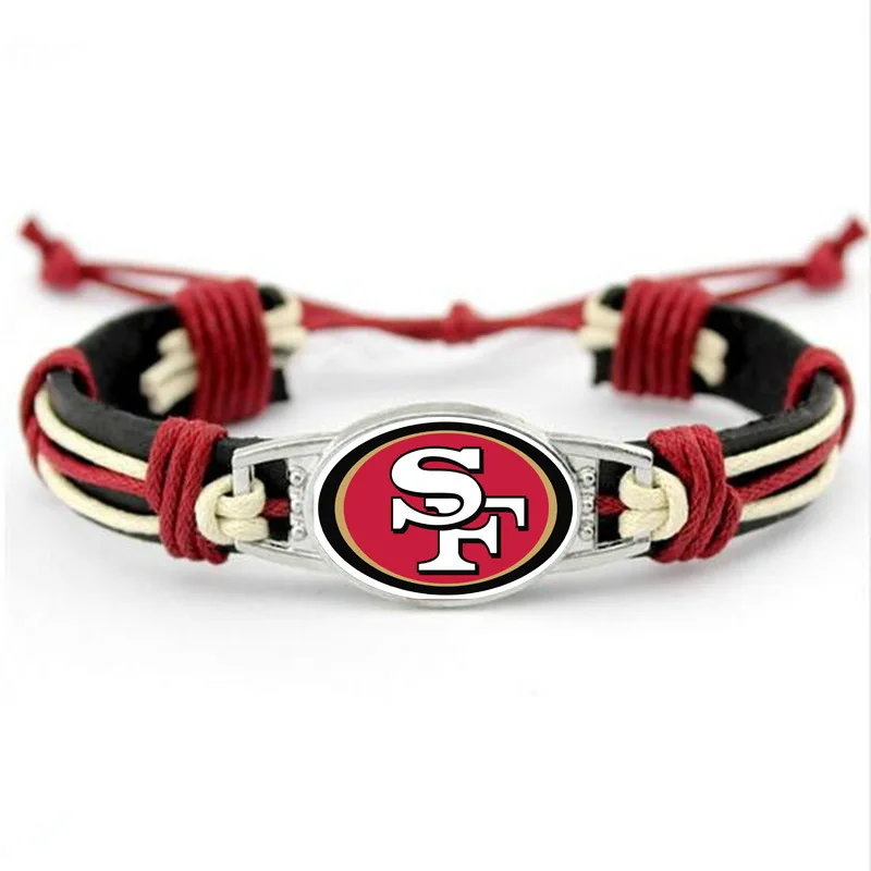

NFL Logo Leather Sports adjustable Bracelets Dallas Cowboys 32 teams Football Team giant Wristband Bracelets