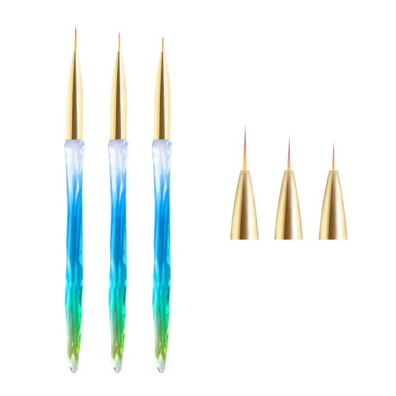 

Misscheering Nail Art Liner Brush Rhinestones Handle 3d DIY Drawing Painting Pen UV Gel Brushes Creative Manicure Tools, Blue+clear