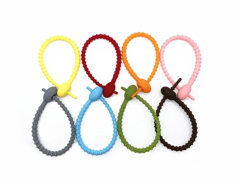 
2020 New Amazon Reusable silicone Twist Kitchen Tools Rubber Cable Ties 