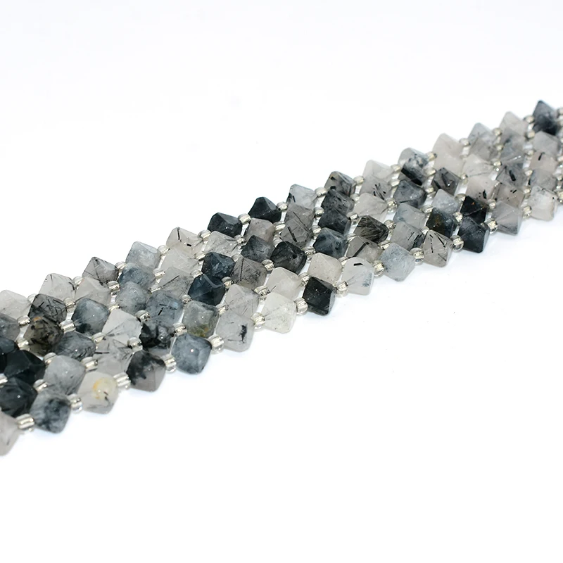 

NAPOLN Trade Insurance  Pyramid Shaped Black Hair Quartz Gemstone Beads, Black color