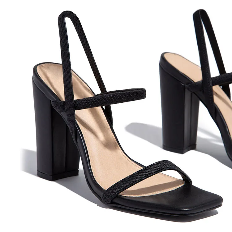 

Fashion Cross Shoes Ankle Buckle Strap Ladies Pumps PU Leather Square Toe Female Party sandals