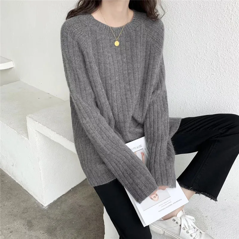 

Factory Direct Sales 2021 New Pullover Loose Outer Wear Round Neck Lazy Style All-match Women's Sweater, Shown