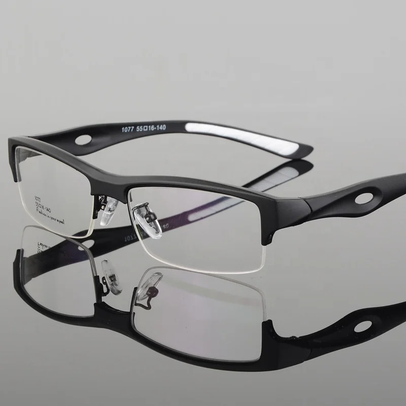 

Jiuling half frame flexible tr90 frame glasses blue light blocking lenses eyewear rectangle frame men optical sport eyeglasses