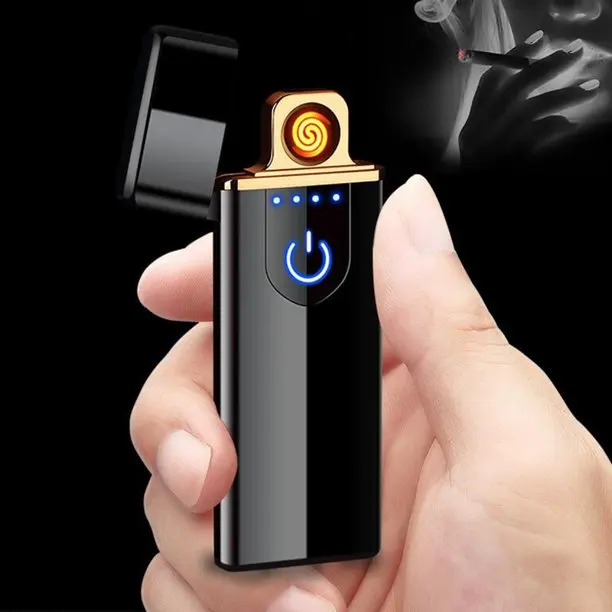 

2021 newest custom color flame heat wire mini electric usb cigarette lighter, Black