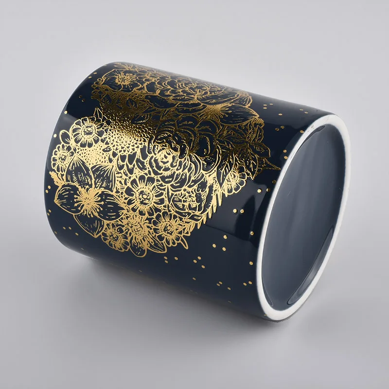 Luxury Ceramic Candle Jar With Gold Printing