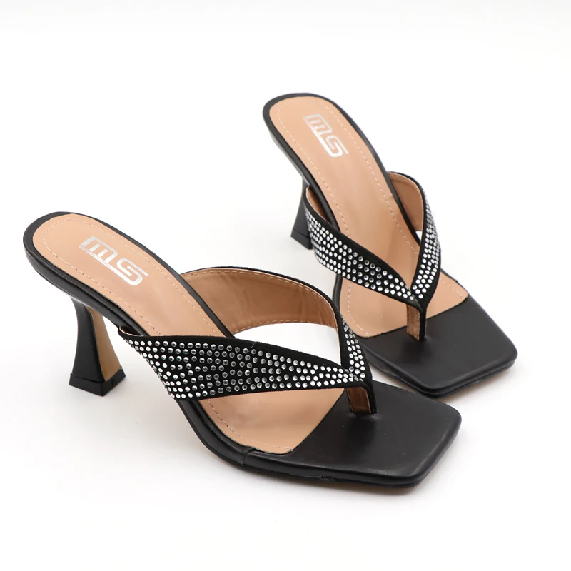 

Shoes 2021 New High Heels rhinestone Pinch Sandals Summer Lady, Black white pink