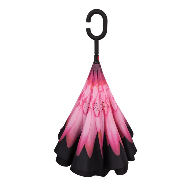 

Drop Shipping Reverse fashion Double Layer Inverted custom printed reverse umbrella