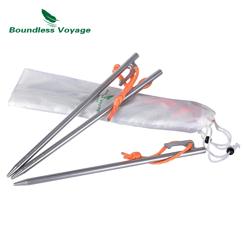 

Boundless Voyage 24cm Wear-resistant and Durable Tent Peg Ground Peg Titanium Alloy Tent Stake Peg For Outdoor, Silver