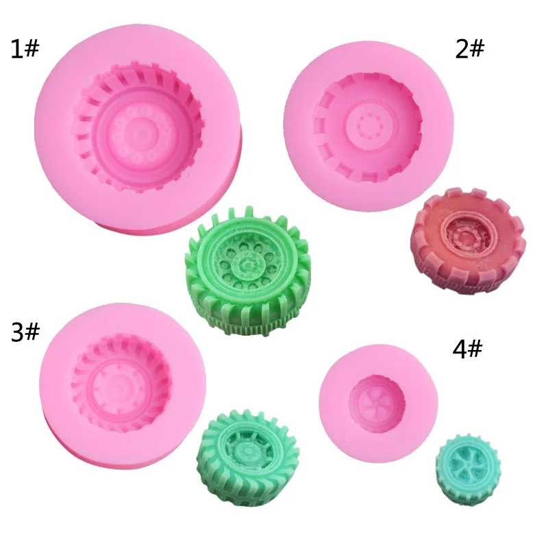 

four kinds tire fondant silicone mold chocolate diy clay cake decoration plaster mold baking tool, As picture