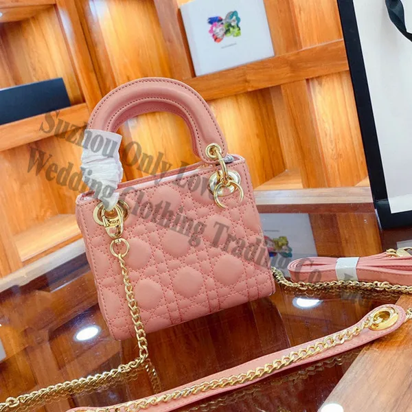 

2021 New Design Mini Square Tote Thread Letter Handbags Sheepskin grain Woman Small Size Leather Crossbody Shoulder Chain Bag