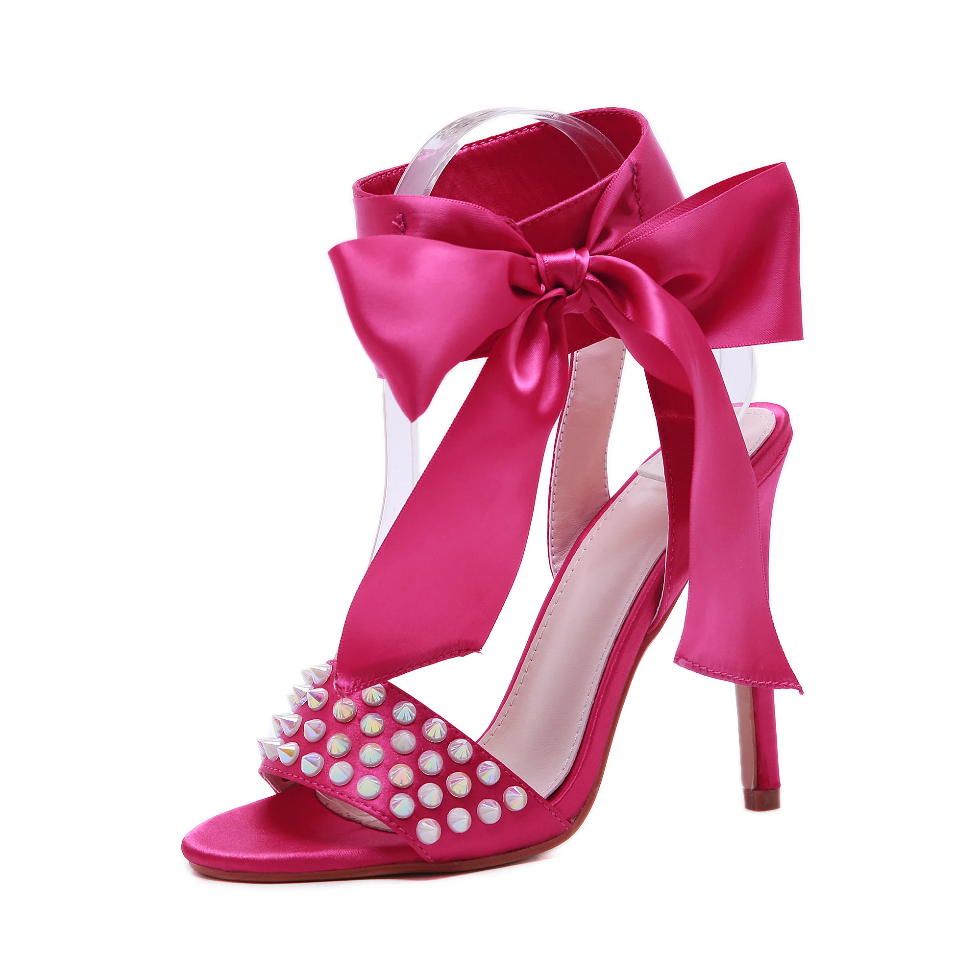 Big Plus Size Satin Silk Bow Plum Peach Rhinestone Crystal Party Wear