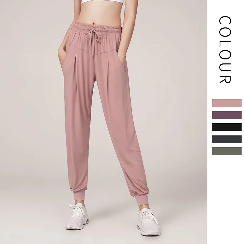 

custom logo Loose quick dry sports fitness thin Harem yoga Pants fitness yoga pants running jogging pants with pocket for women