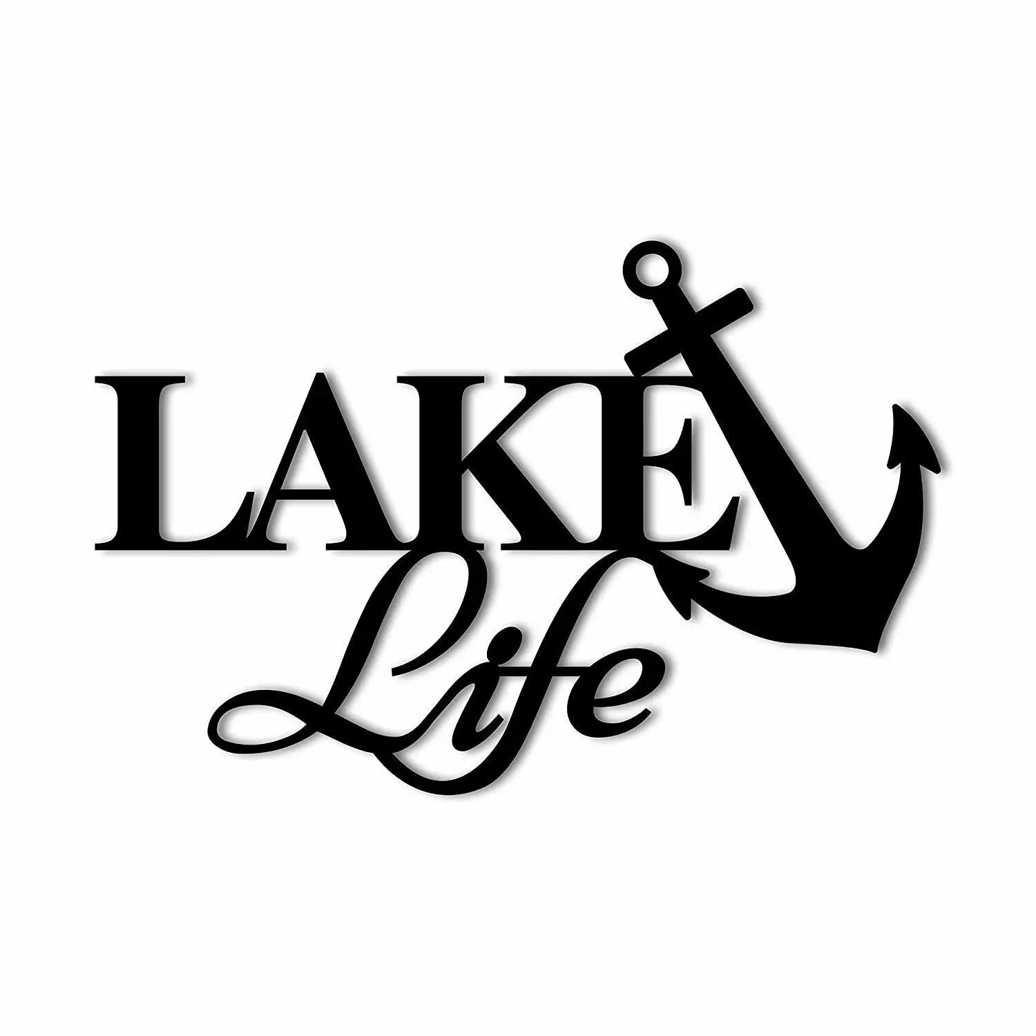 

Amazon Hot Metal Wall Decor Lake Life with Anchor - Home Decor Decorative Accent Metal Art Wall Sign TY2689, Black