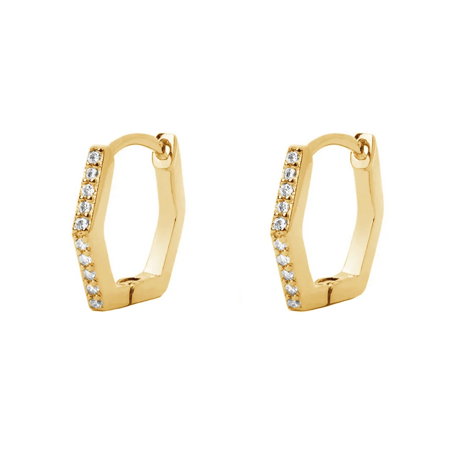

wholesale 18k gold plated new arrivals women earrings jewelry 925 sterling silver hexagon spark gold hoop earrings