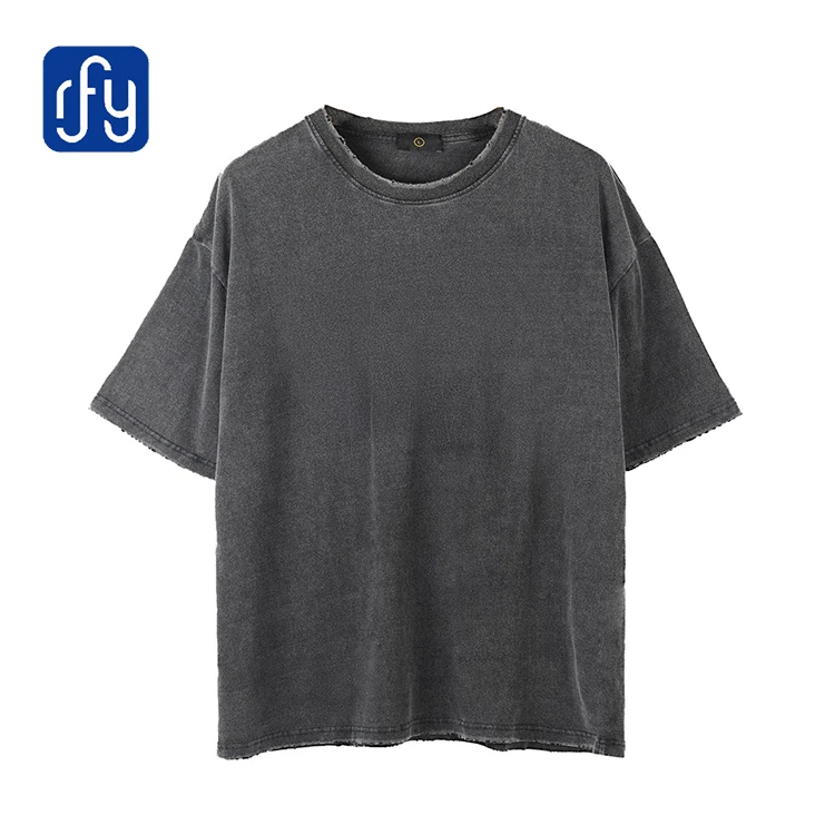 

Wholesale Hot Sale Oversize Men Cotton O Neck Vintage Wash Edging T Shirt