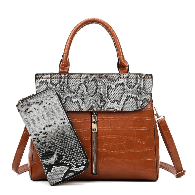 

Custom Hand Bag Snake Crocodile Pattern 2PCS Set Bag Luxury Handbags For Women