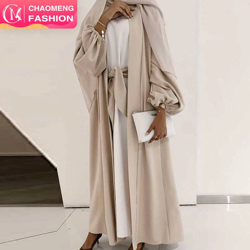 

1876# Solid Color Abaya Dubai Muslim Dresses Islamic Clothing Women EID Daliy Simple Modest Wear, 10 colors