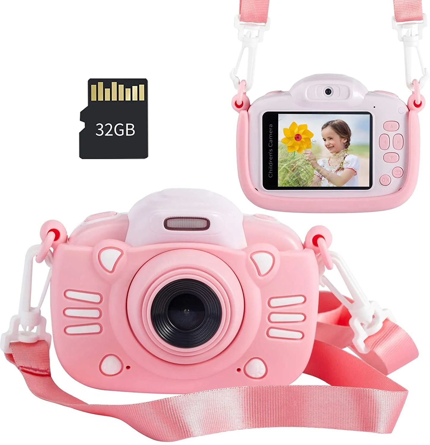 

Halloween Christmas 2021 Children's digital camera toy can take pictures and print mini portable birthday gift with 32G memory card