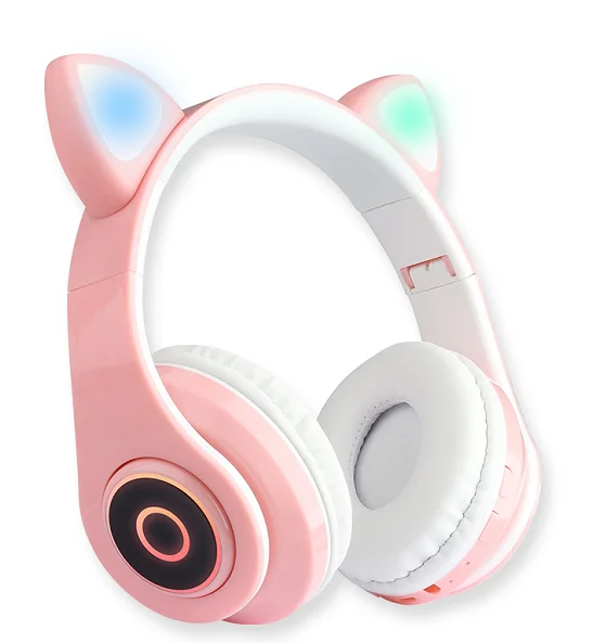 

Amazon Top B39 LED Kids Cute Cat Headphones With MIC Wireless Foldable Headphone gaming Headset
