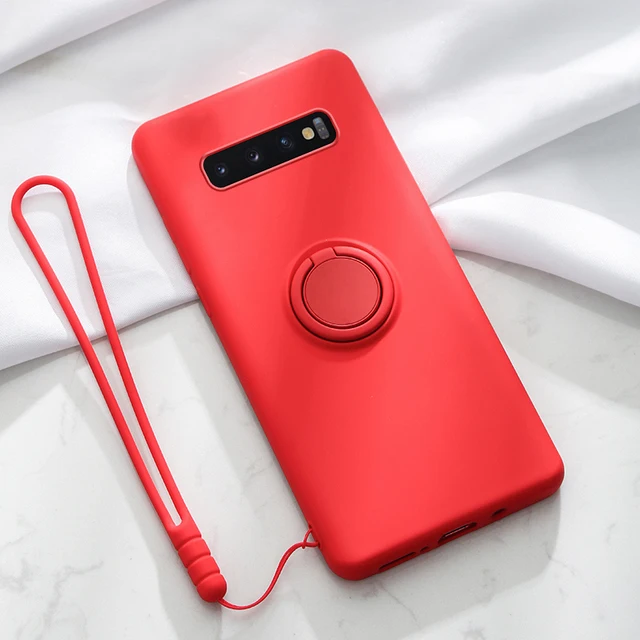 

Soft Silicone Case For Samsung Galaxy S10 Plus S21 S20 Ultra 5G S Note 20 9 10 S9 S8 S10E S10 Plus Ring Holder Stand Phone Case