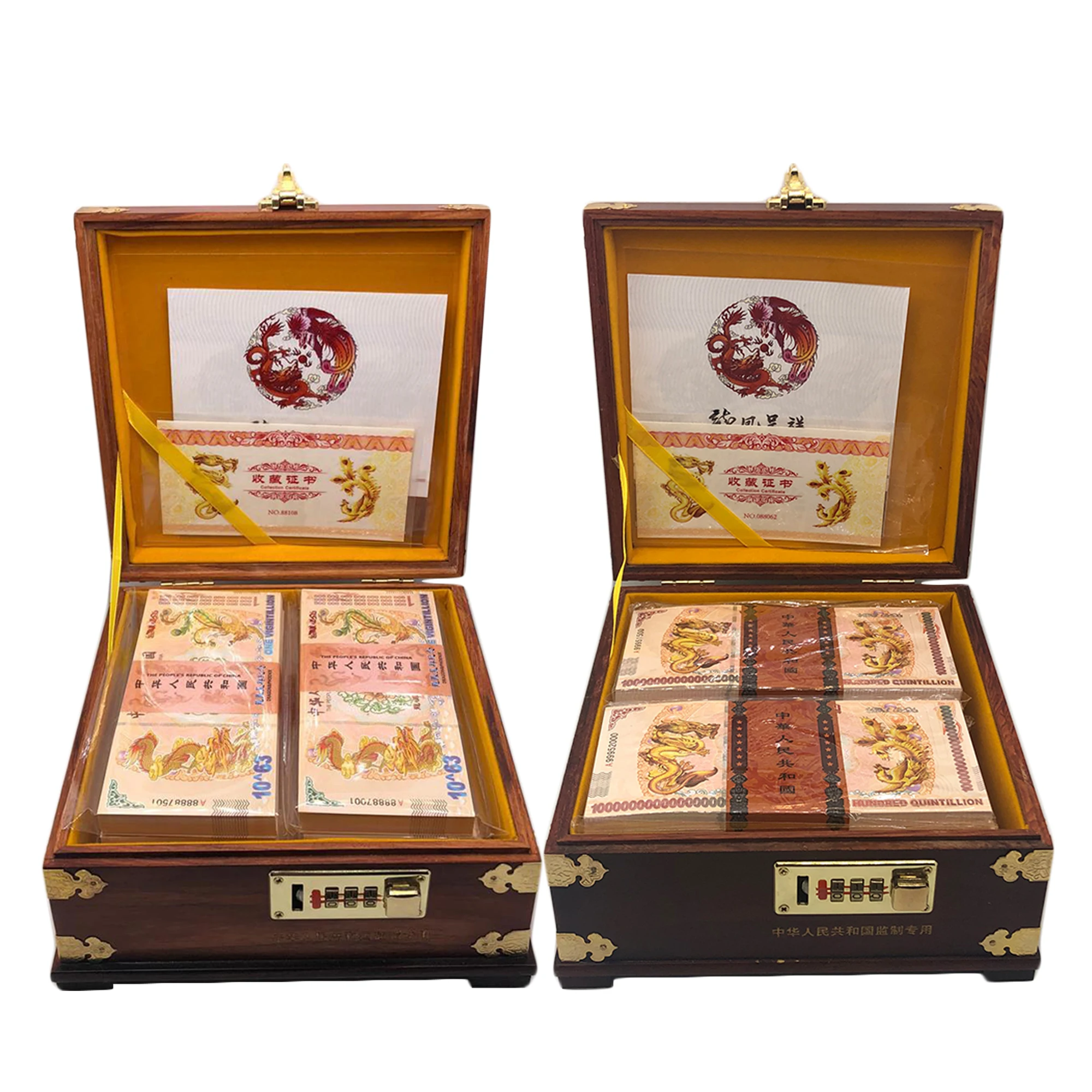 

1000pcs Chinese traditional Dragon and Phoenix Banknotes in nice code wooden case for collection Chinese special travel gifts