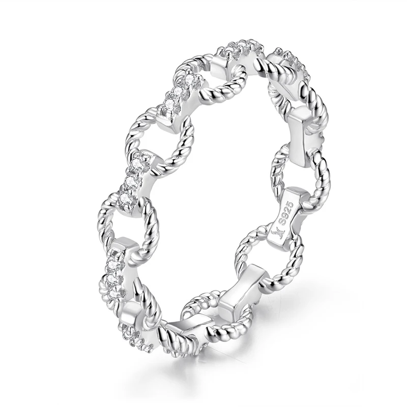 

New Arrival Simple Chain Finger Rings for Women Silver Rings